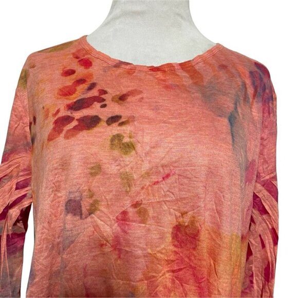 Jess & Jane Size XL Top Blouse Knit Top Tunic Abstract Art to Wear Boho - Picture 2 of 5